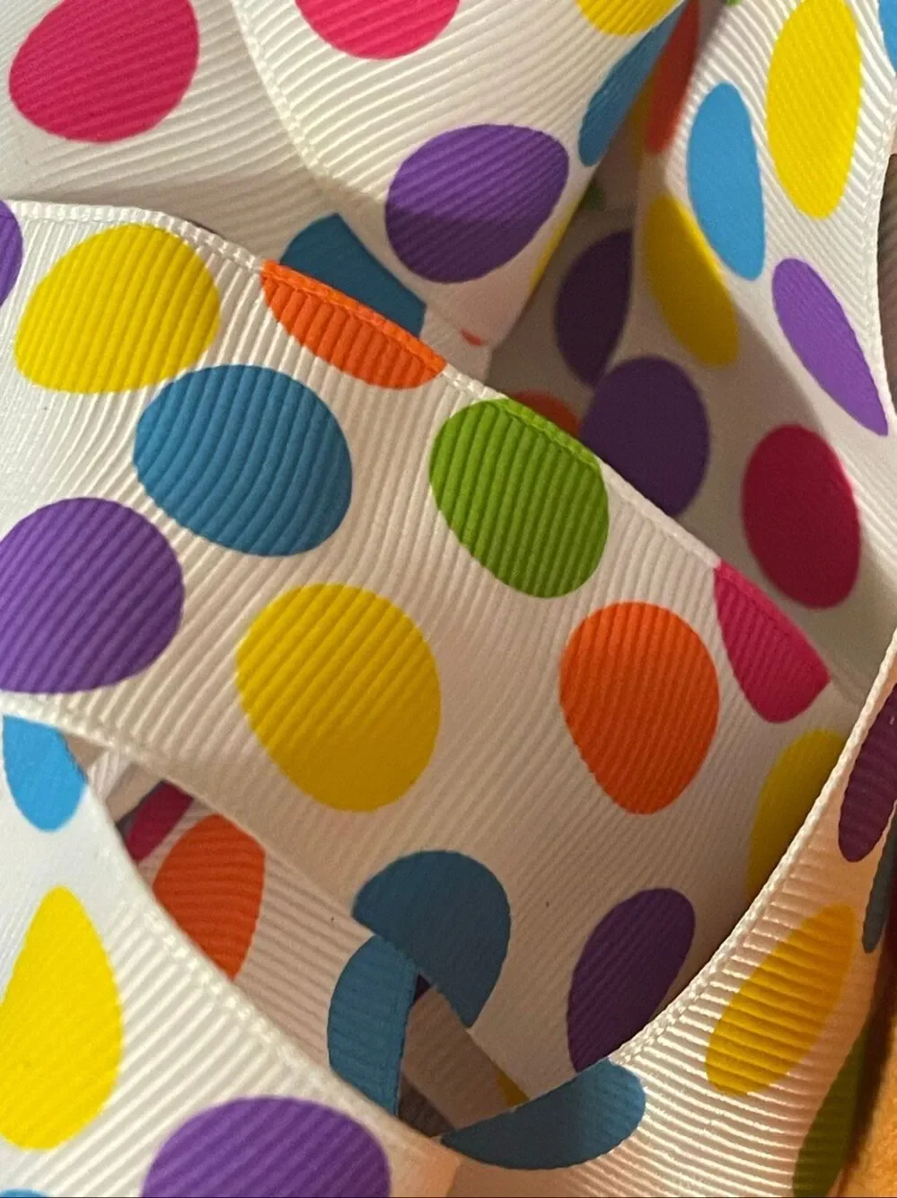 1.5” printed grosgrain Ribbon NEW 5 yards yds colorful funky crazy polka dots